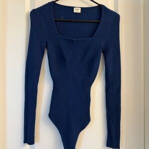Abercrombie & Fitch Blue Ribbed Bodysuit